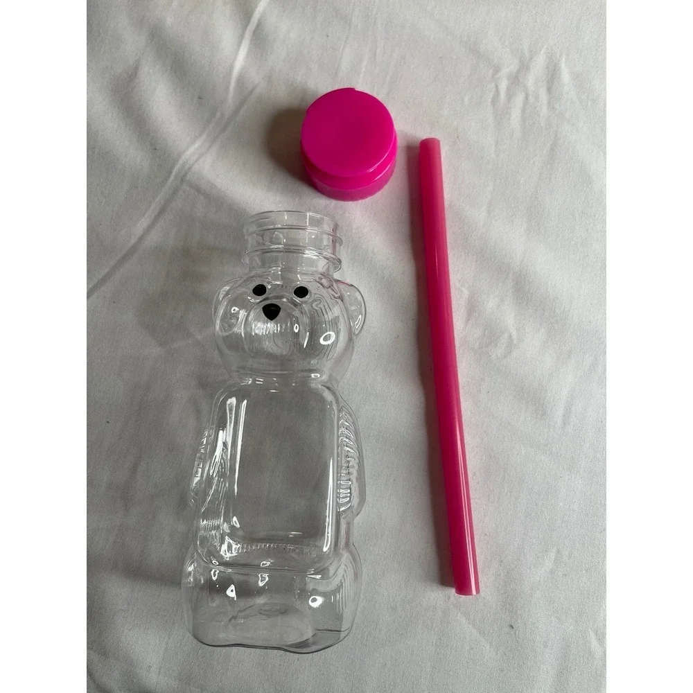 Layhit 24 Set Honey Bear Bottles Rose Red Lids Straws Ribbon‎ Party Favors
